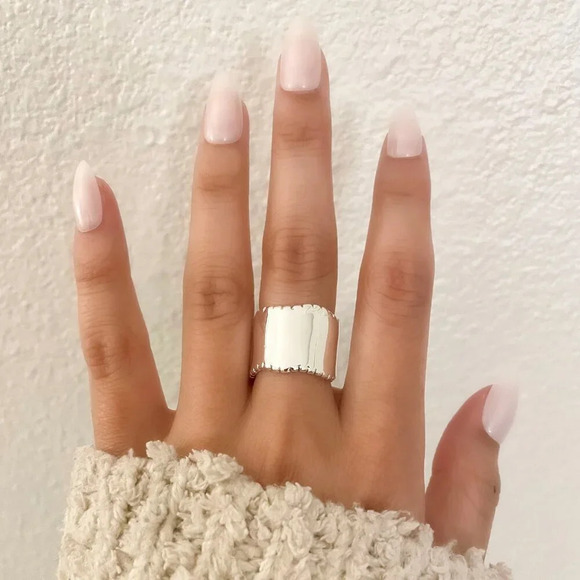 925 Sterling Silver Chunky Bold Statement Ring Large Thick Ring Wide Ring - Picture 3 of 9